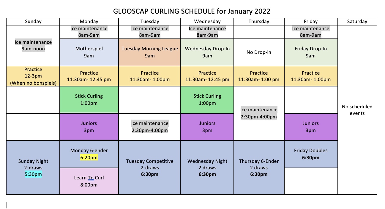Curling Schedule